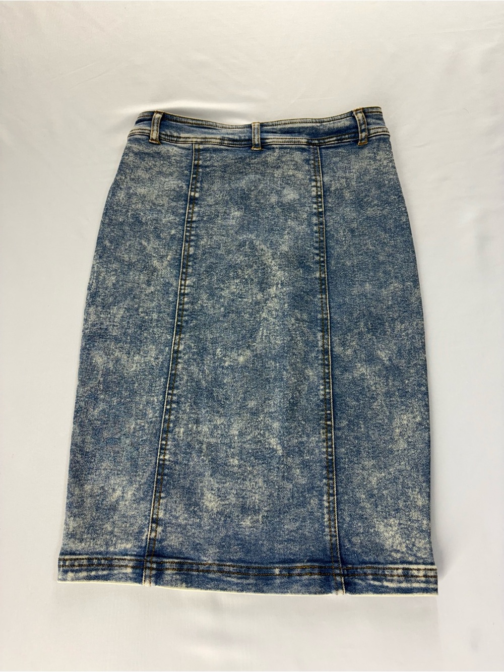 Marilyn Monroe Button Front Denim Pencil Skirt XS Acid Wash Stretch - Picture 5 of 9